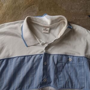 Vintage Jantzen Blue & White Polo Shirt with Pockets 80’s Men’s XL